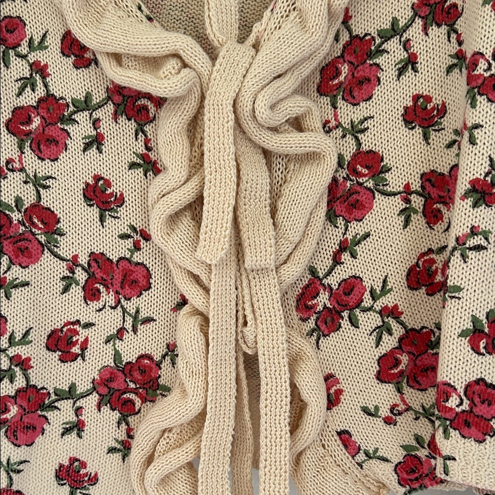 Floral Ruffle Cardigan - Picture 2 of 2